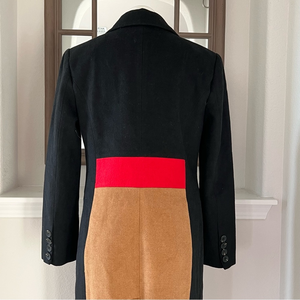 NEW Avec Les Filles ColorBlock Trench Coat, Black Red Camel Size S Retail ~ $500 - Picture 16 of 17